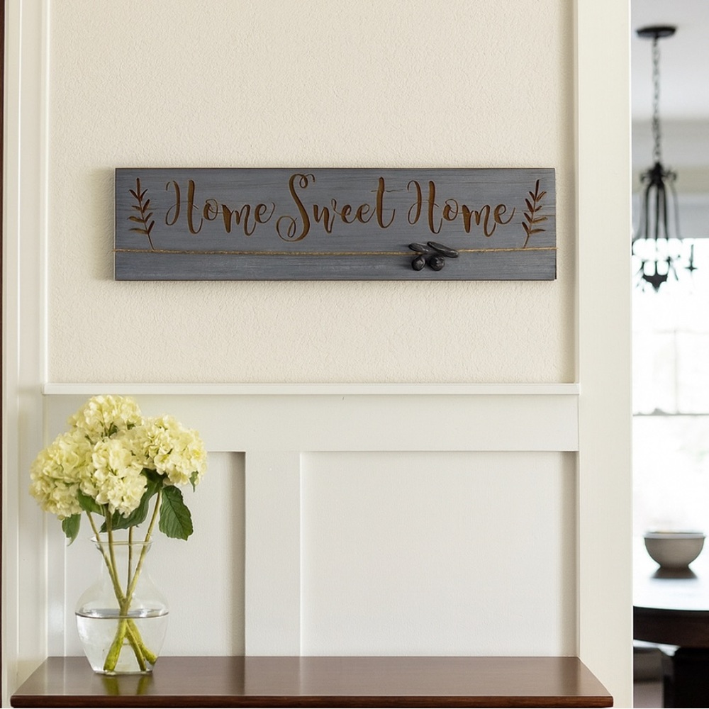 MELANNCO Home Sweet Home Farm House Rustic Gray Wooden Wall Decor Sign